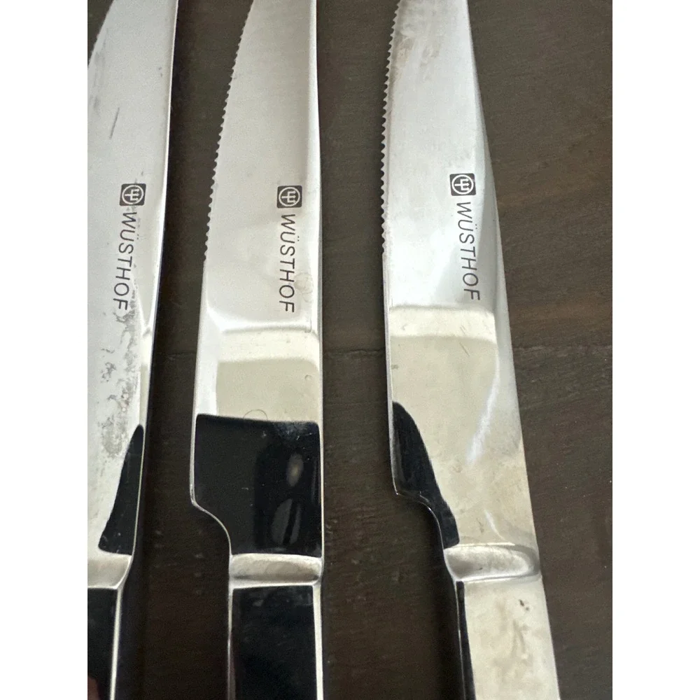 Wusthof 8 Piece Stainless Steel Serrated Steak Knife Set Silver Modern Flatware